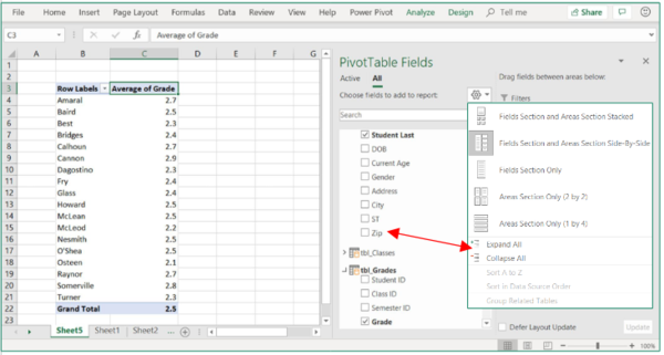 Vba Da Uradi Collapseexpand All Tabela U Pivottable Fields Pane U 7346